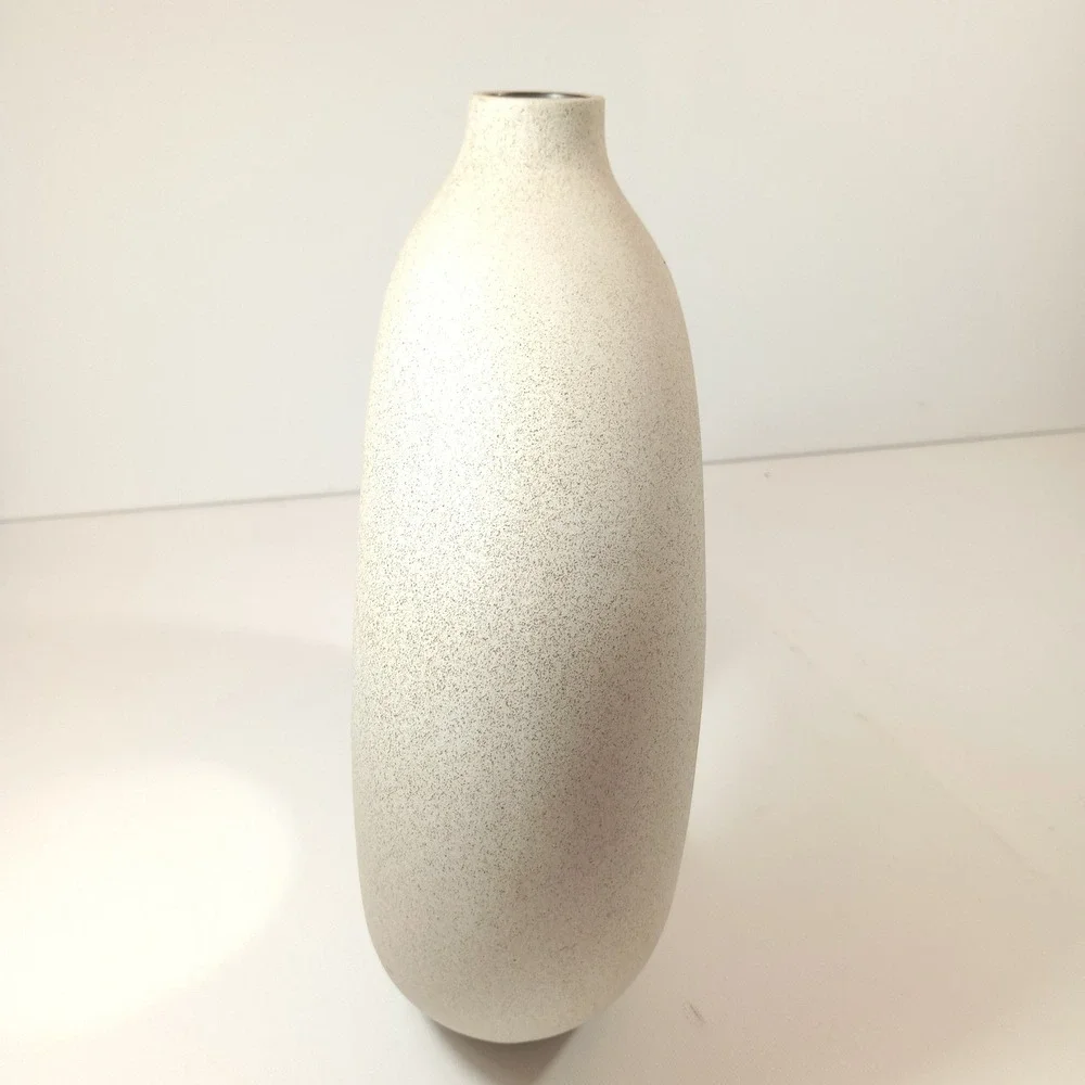 Modern Japandi Ceramic Donut Vase Beige Textured Round Floral Statement Decor